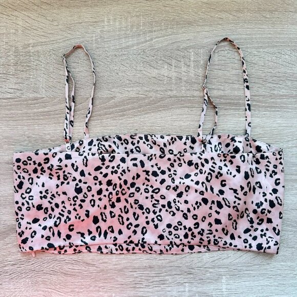 Reformation Silk Crop Top Cheetah Leopard Print Bandeau Pete Pink Panther - Picture 4 of 7